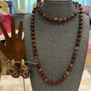 Stunning Briccated Jaspers Necklace and Clip on Earrings